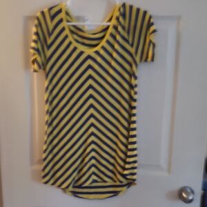 Lularoe Yellow and Blue Striped T-Shirt